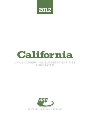 cover image of CSC® California Laws Governing Business Entities Annotated